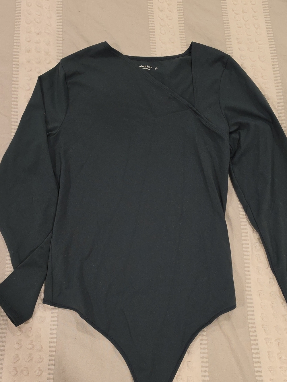 Abercrombie & Fitch Green Forest Long-Sleeve Wrap-Front Bodysuit